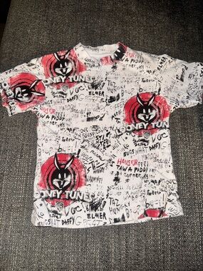 Warner Bros. Haus of Jr White Tee with Red & Black Looney Tunes Graphics
